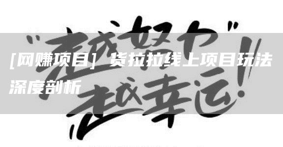 [网赚项目] 货拉拉线上项目玩法深度剖析