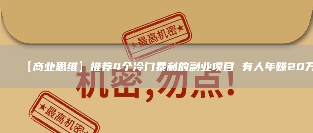 【商业思维】推荐4个冷门暴利的副业项目 有人年赚20万
